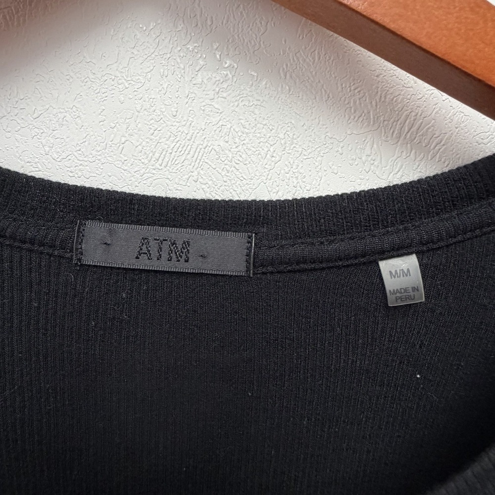 ATM Anthony Thomas Melillo Long-Sleeve Engineered Black White Stripe Rib Dress M - Picture 4 of 4